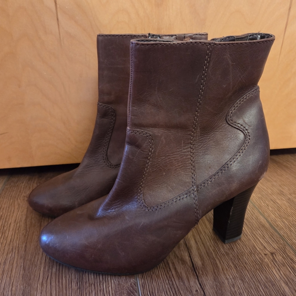 a.n.a.Brown Leather Ankle Boots